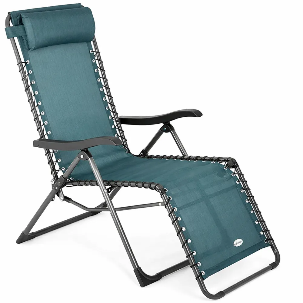 Chaise longue pliante de jardin 5 positions avec coussin