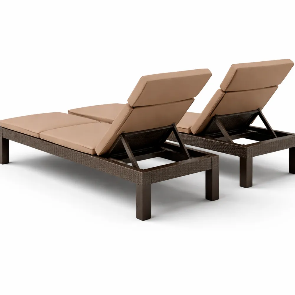 Chaises longues de jardin avec dossier réglable et coussin