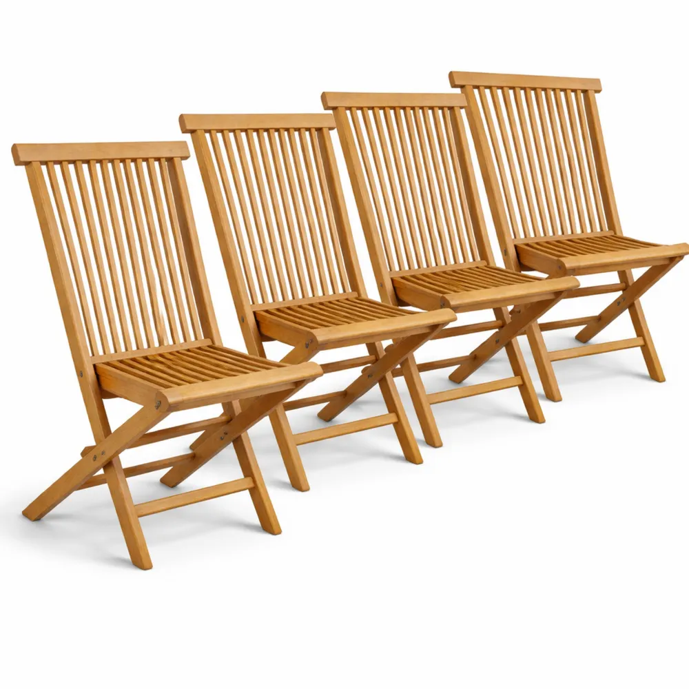 Ensemble de 4 chaises pliantes en bois pour extérieur