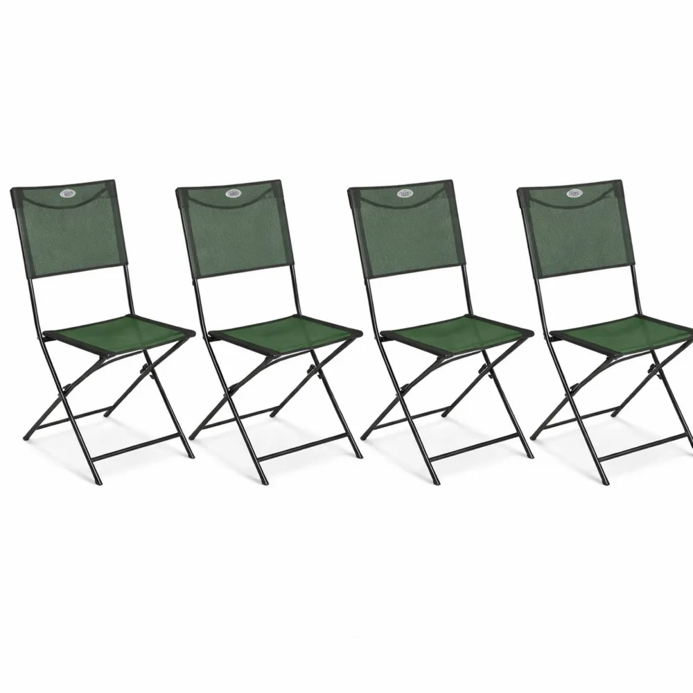 Ensemble de 4 chaises de jardin pliantes vert olive