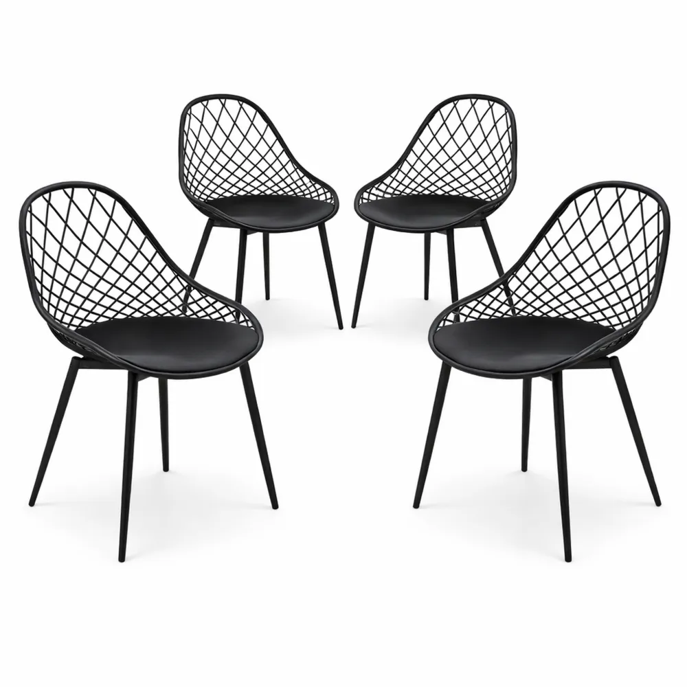 Ensemble de 4 chaises extérieures avec pieds réglables en métal