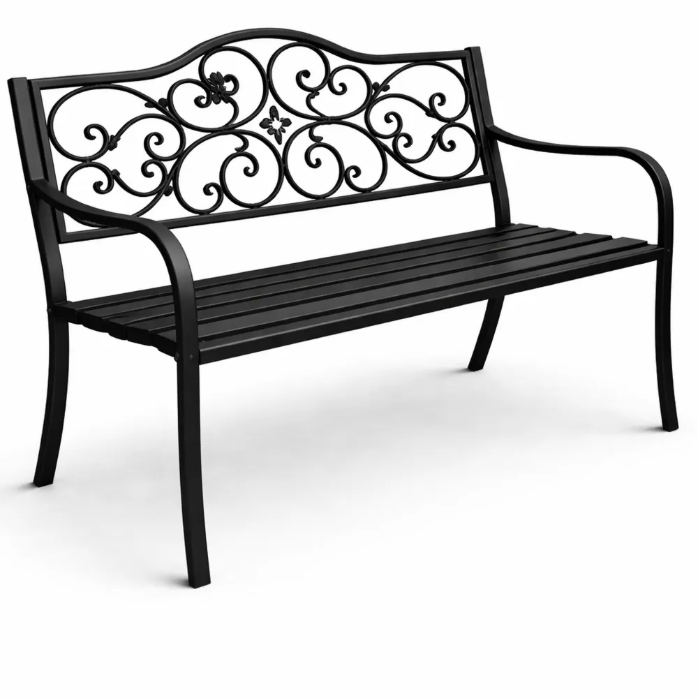 Banc de Jardin 3 Places en Métal Anticorrosion Noir