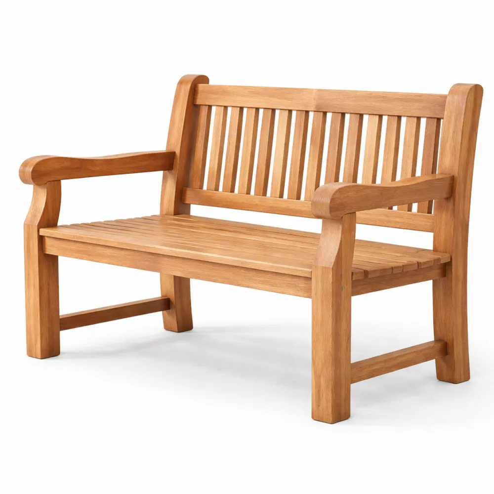 Banc de jardin en teck massif résistant aux intempéries avec dossier 120 cm