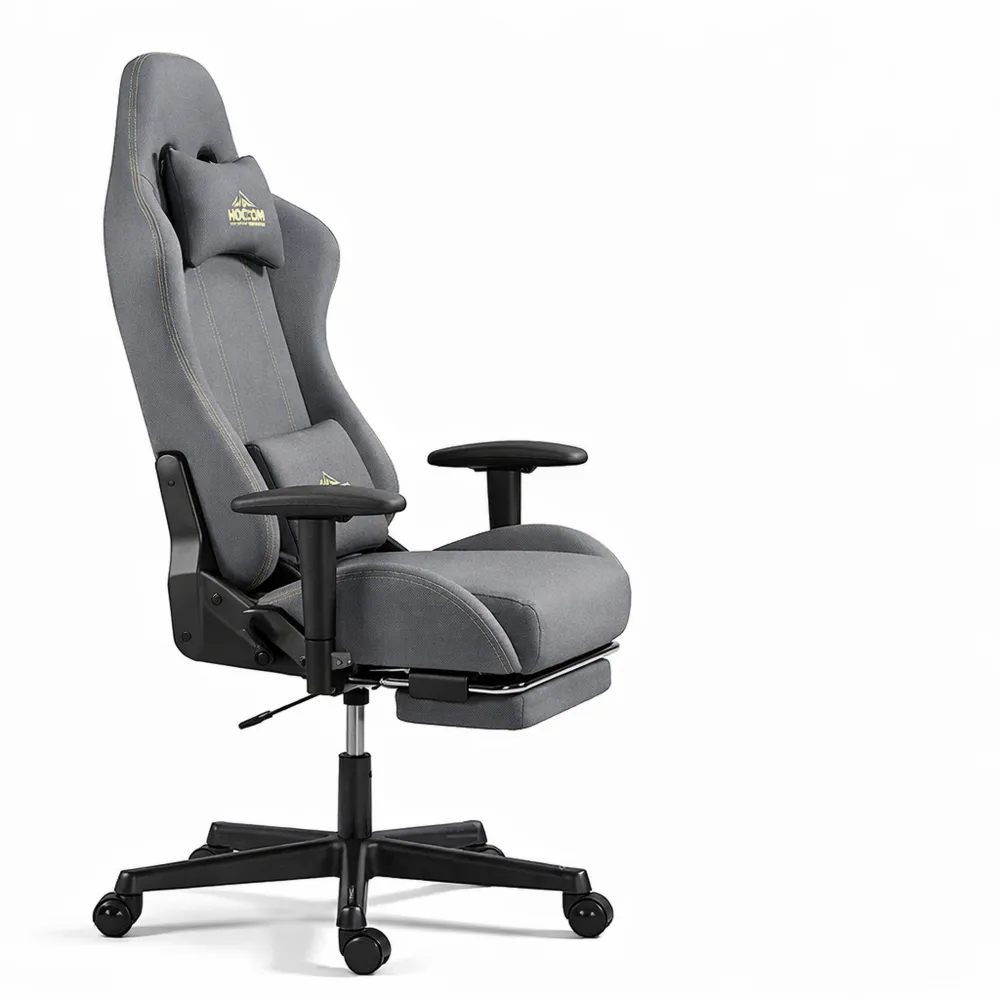 Fauteuil de Jeu Ergonomique avec Repose-Pieds et Soutien Lombaire, Dossier Inclinable et Pivotant