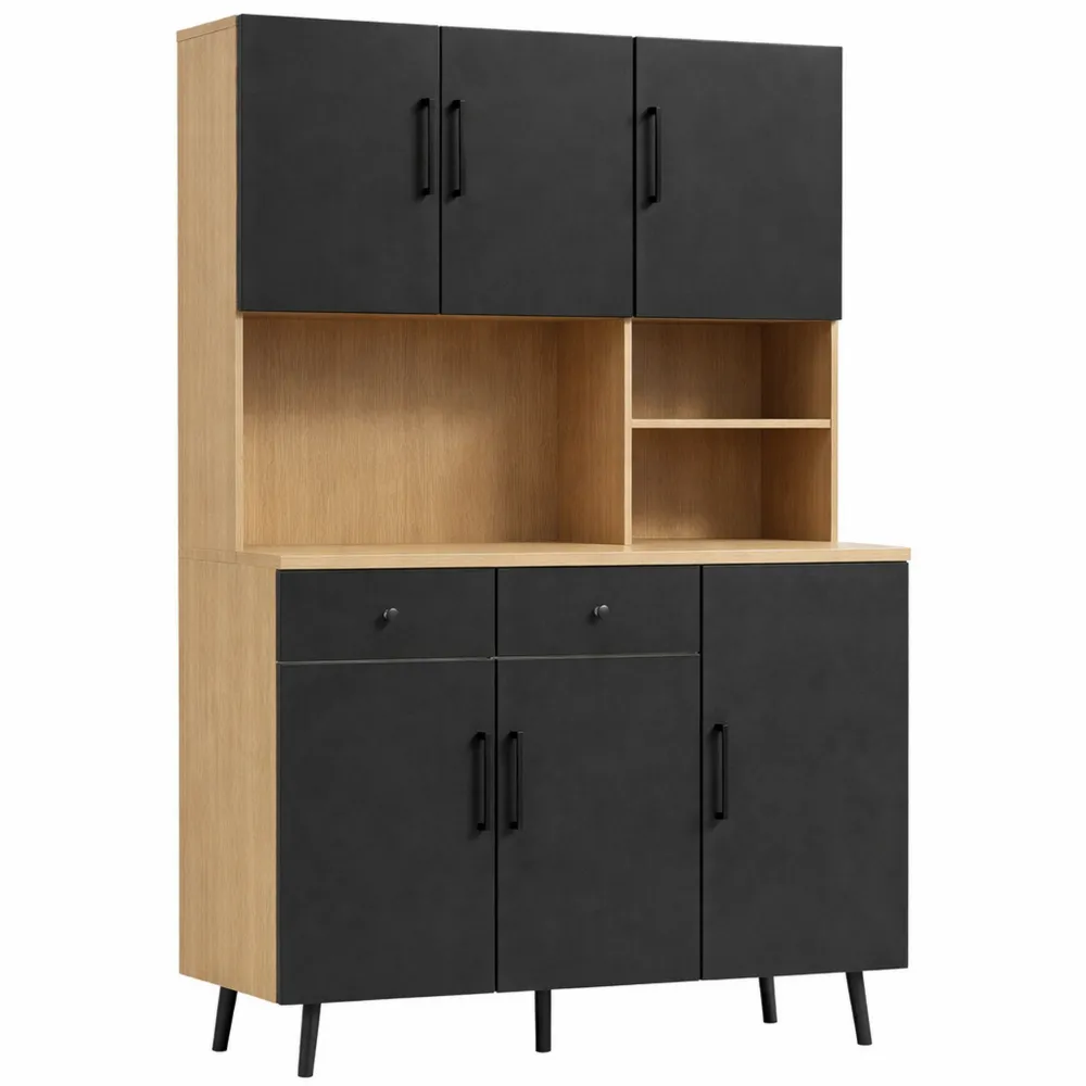 Meuble de Cuisine avec Éclairage LED et Rangement Multifonction