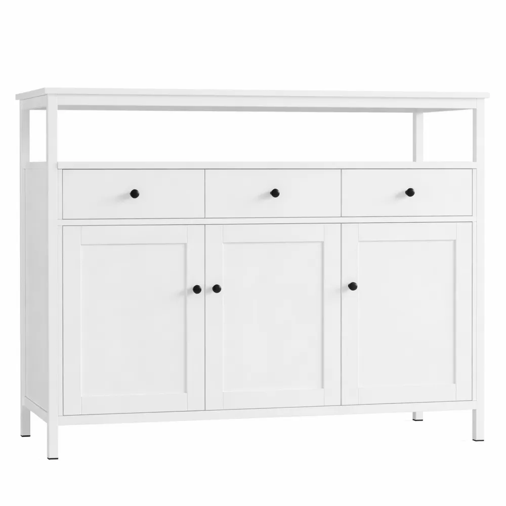 Buffet de Rangement en Blanc avec Portes et Tiroirs pour Maison