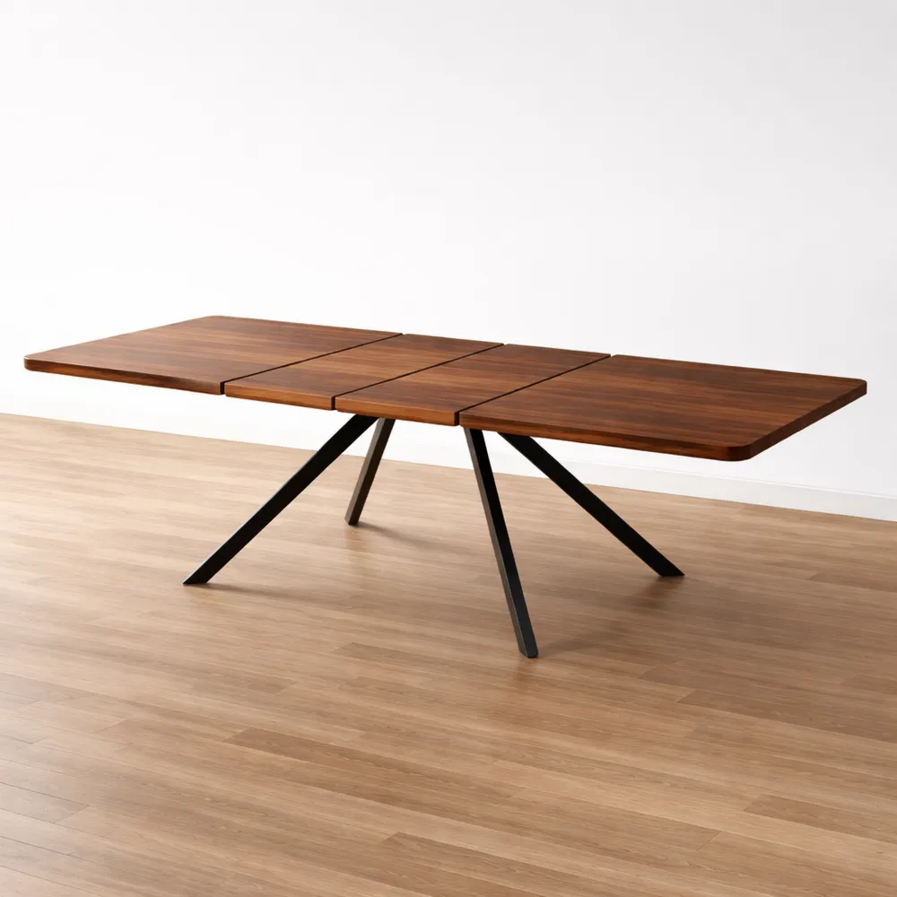Table extensible moderne rectangulaire avec pieds en métal