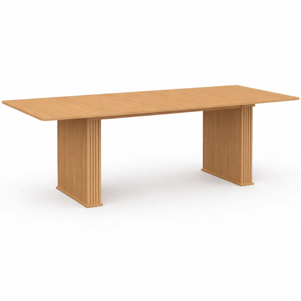 Table à manger extensible rectangle pour 6-12 personnes, chêne, 160-240 cm