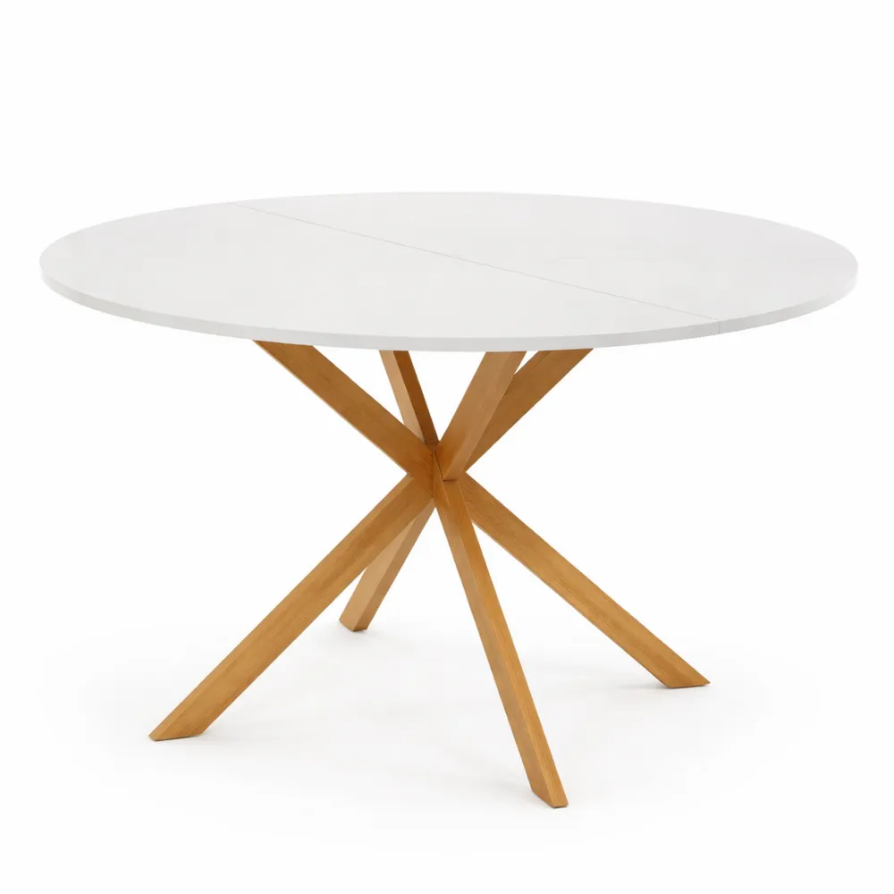 Table à Manger Ronde pour 6 Personnes avec Pied en Métal et Plateau Blanc de 110 cm