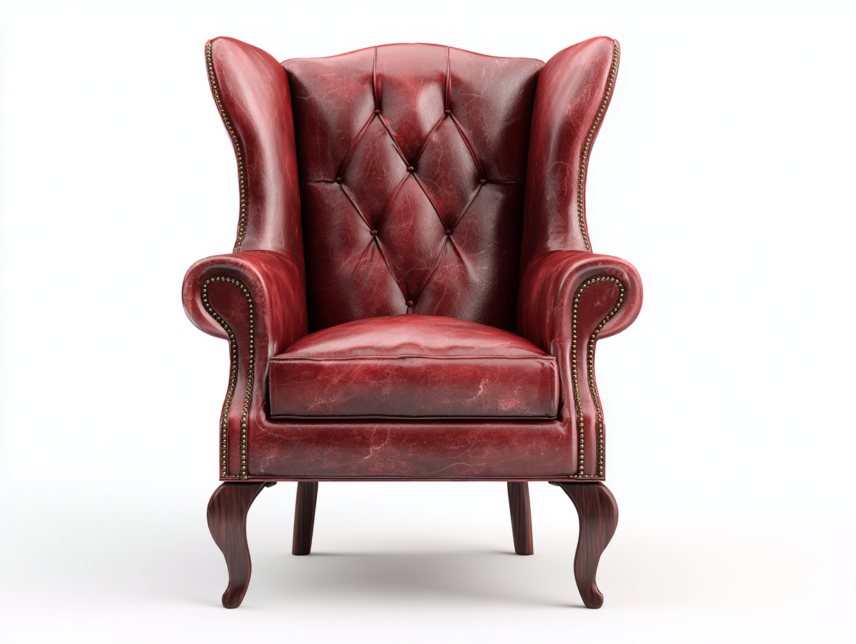Ohrensessel Leder 92x88x108 cm - Rot - Klassisches Chesterfield Design für Wohnzimmer und Leseecke-Oakgethub