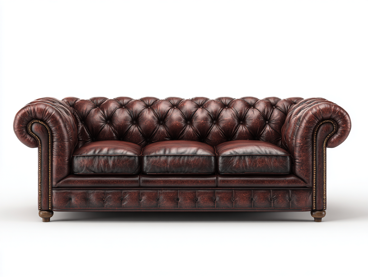 3 Sitzer Sofa Echtleder 230x95x82 cm - Dunkelbraun - Chesterfield Stil modernes Design für Wohnzimmer-Oakgethub