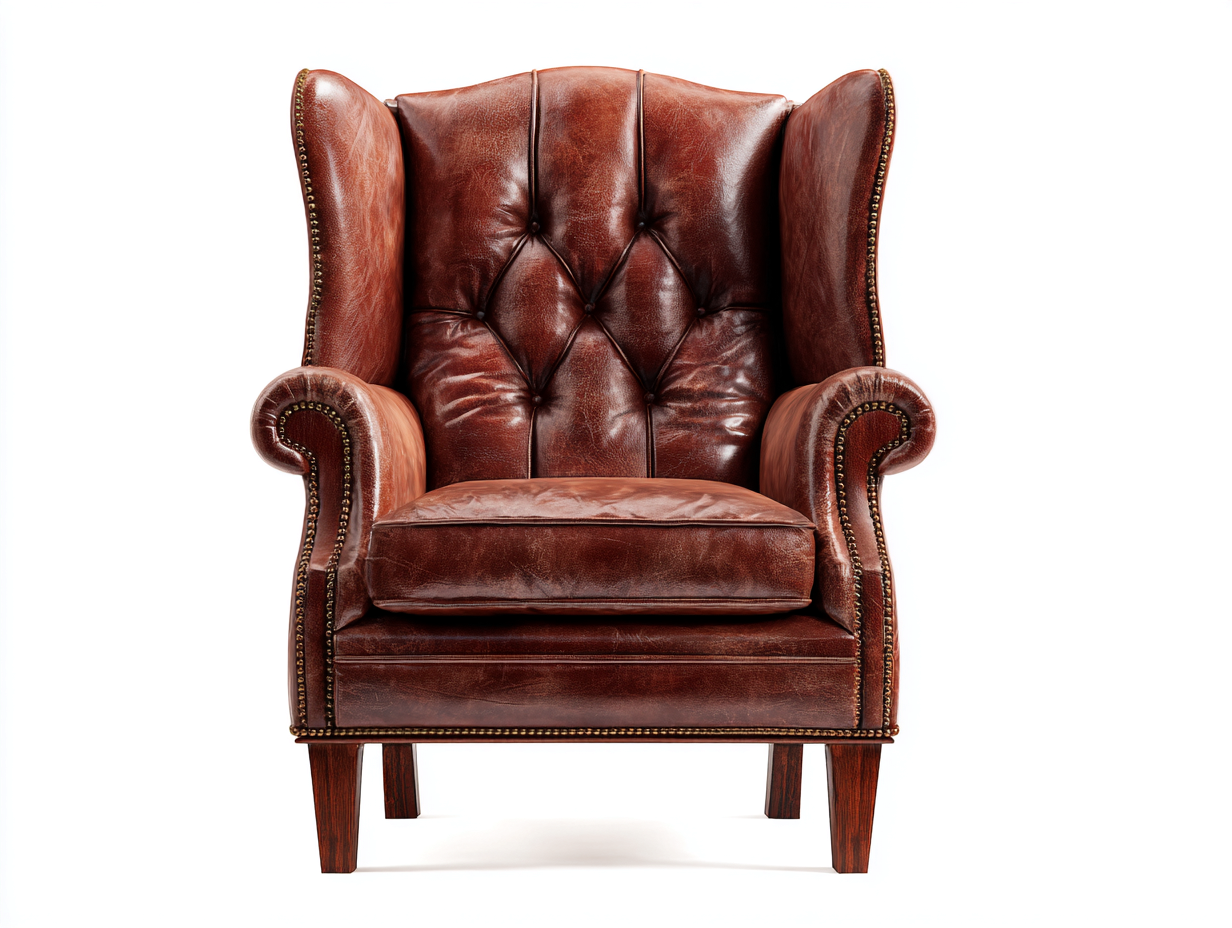 Ohrensessel Leder 91x87x106 cm - Braun - Klassisches Chesterfield Design für Wohnzimmer und Leseecke-Oakgethub