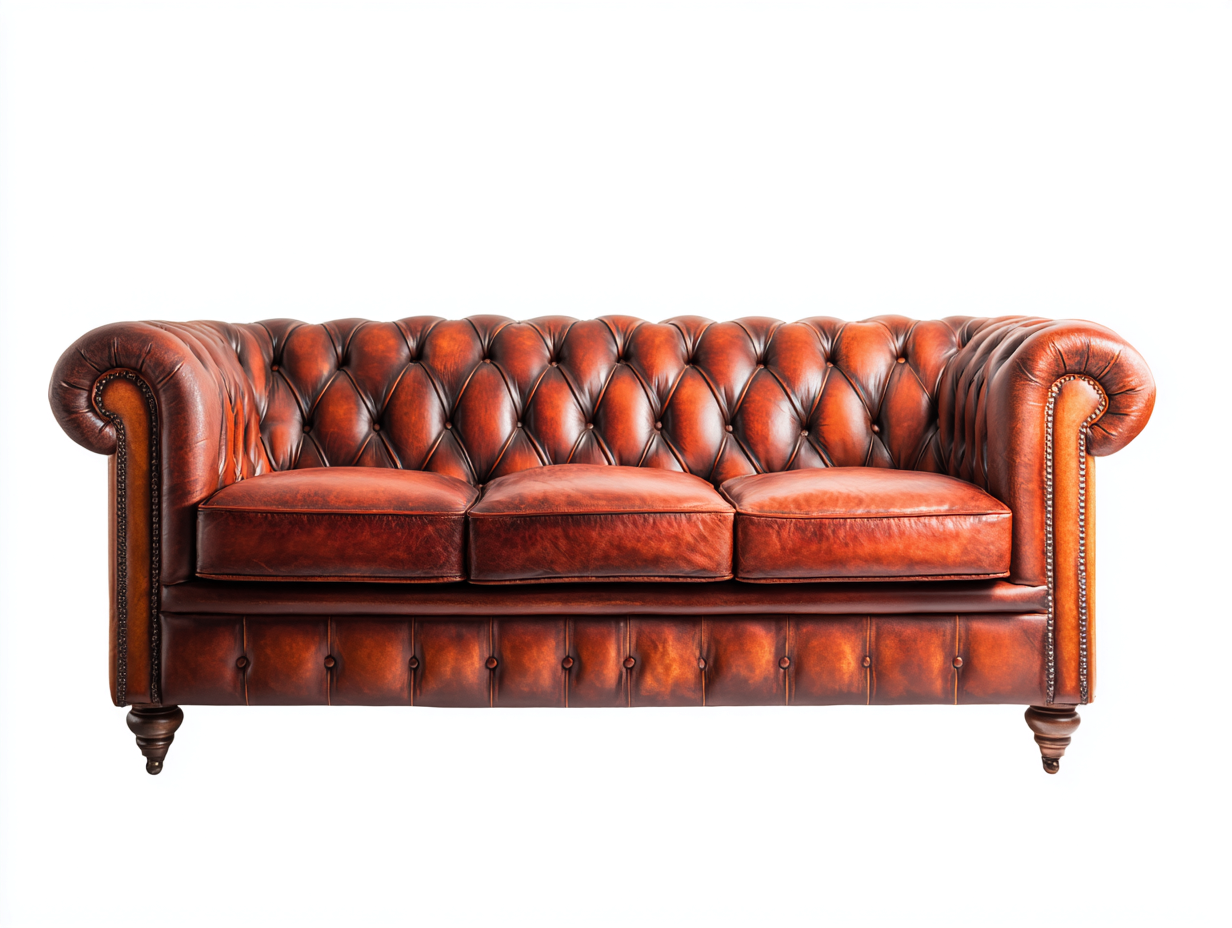 3 Sitzer Sofa Echtleder 226x94x80 cm - Rotbraun - Chesterfield Stil modernes Design für Wohnzimmer-Oakgethub