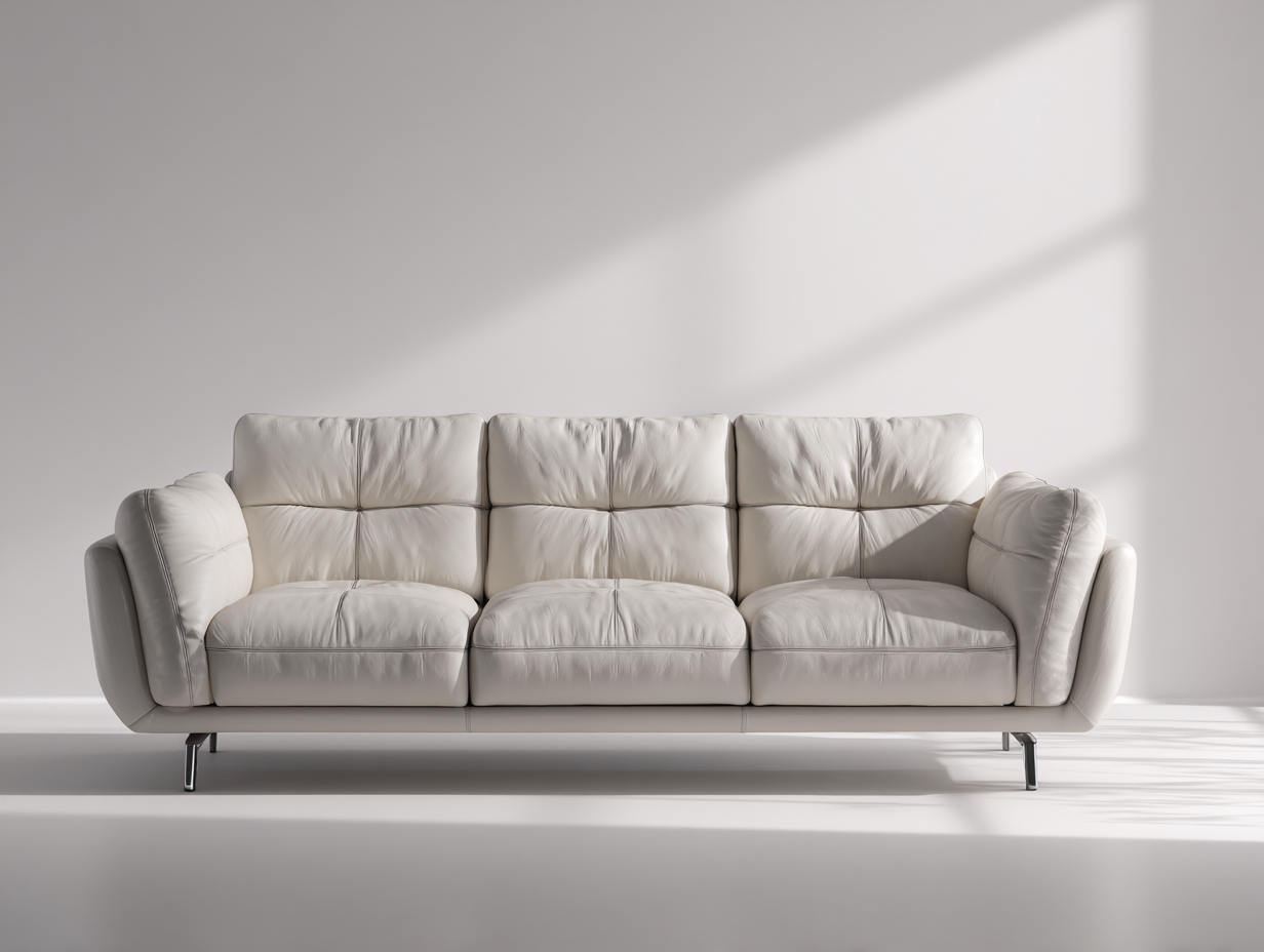 3 Sitzer Sofa Leder 220x90x85 cm - Beige - Modernes Design für Wohnzimmer-Oakgethub