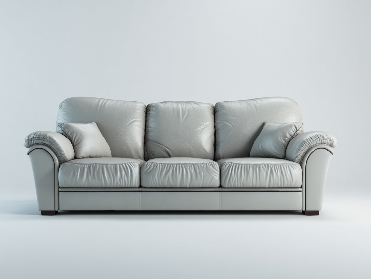 3 Sitzer Sofa Kunstleder 215x90x82 cm - Hellgrau - Modernes Design für Wohnzimmer-Oakgethub
