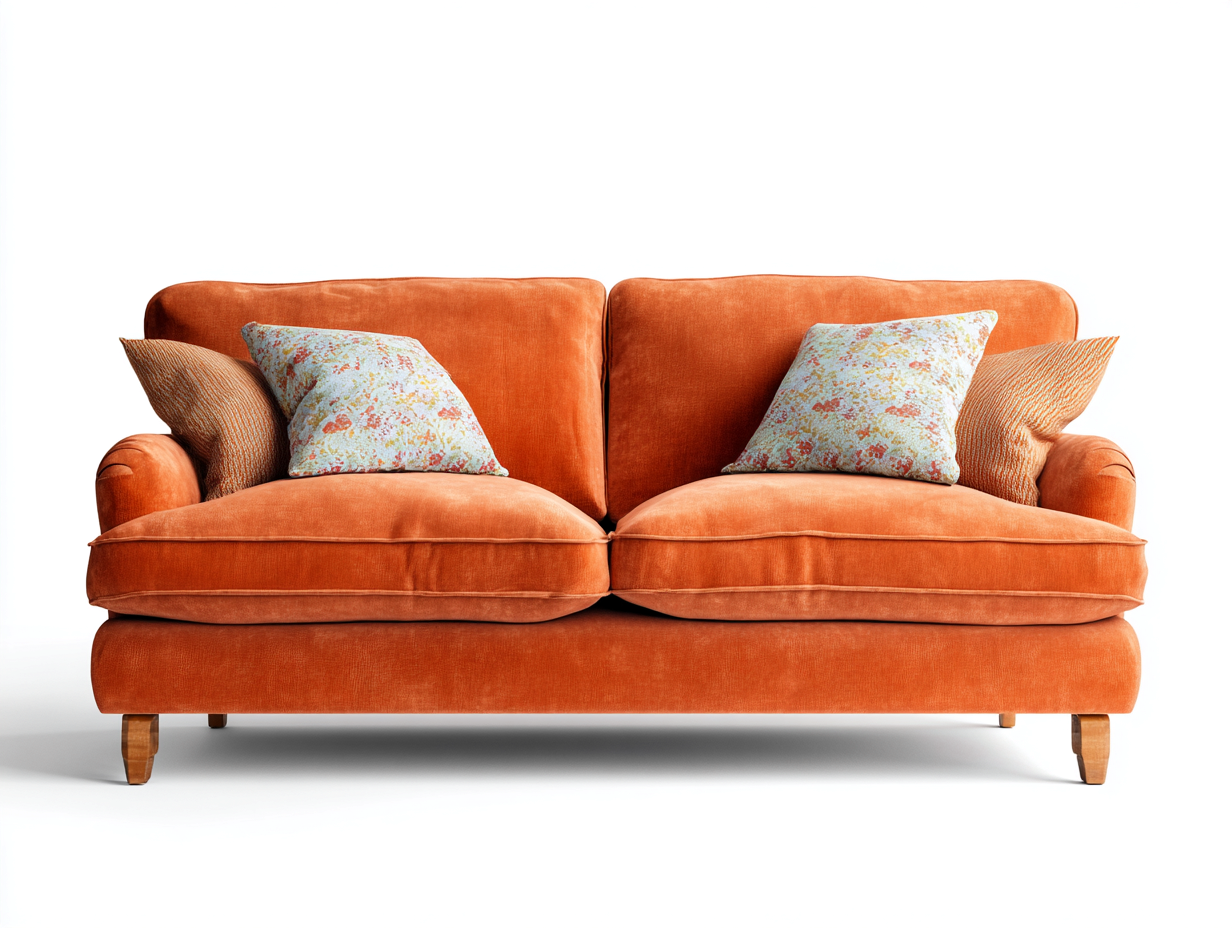 Zweisitzer Sofa Samtstoff 182x94x84 cm - Orange - Modernes Design für Wohnzimmer-Oakgethub