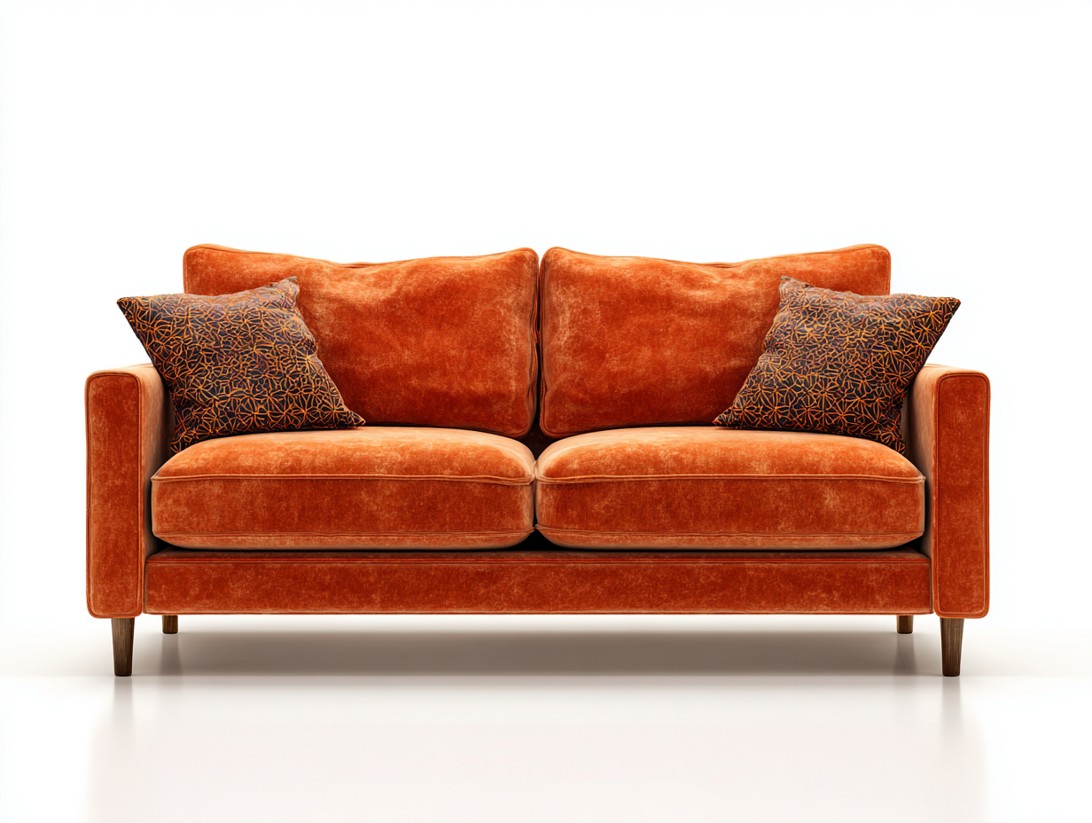 Zweisitzer Sofa Samtstoff 176x90x82 cm - Orange - Modernes Design für Wohnzimmer-Oakgethub