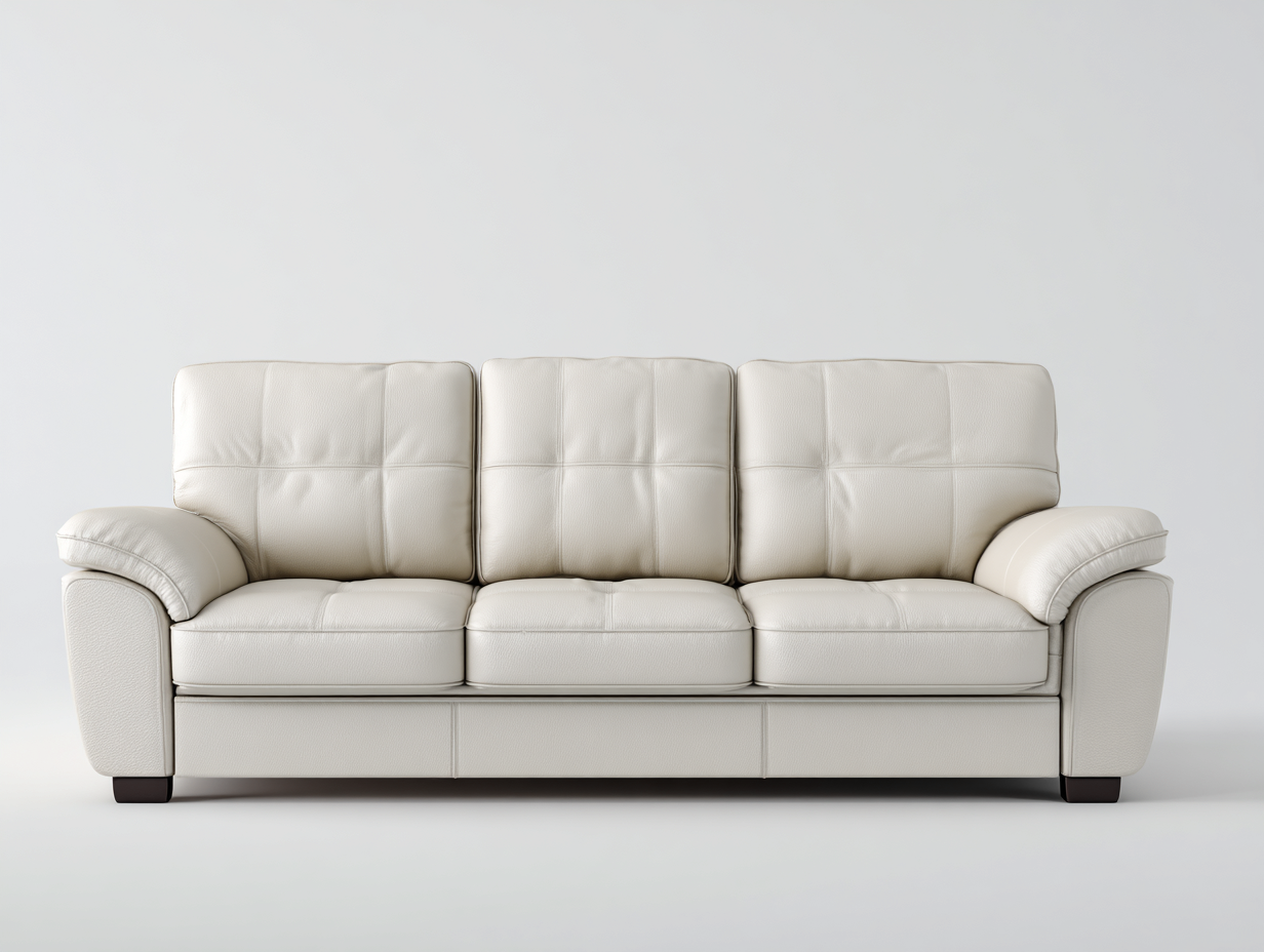 3 Sitzer Sofa Kunstleder 210x85x80 cm - Cremeweiß - Modernes Design für Wohnzimmer-Oakgethub
