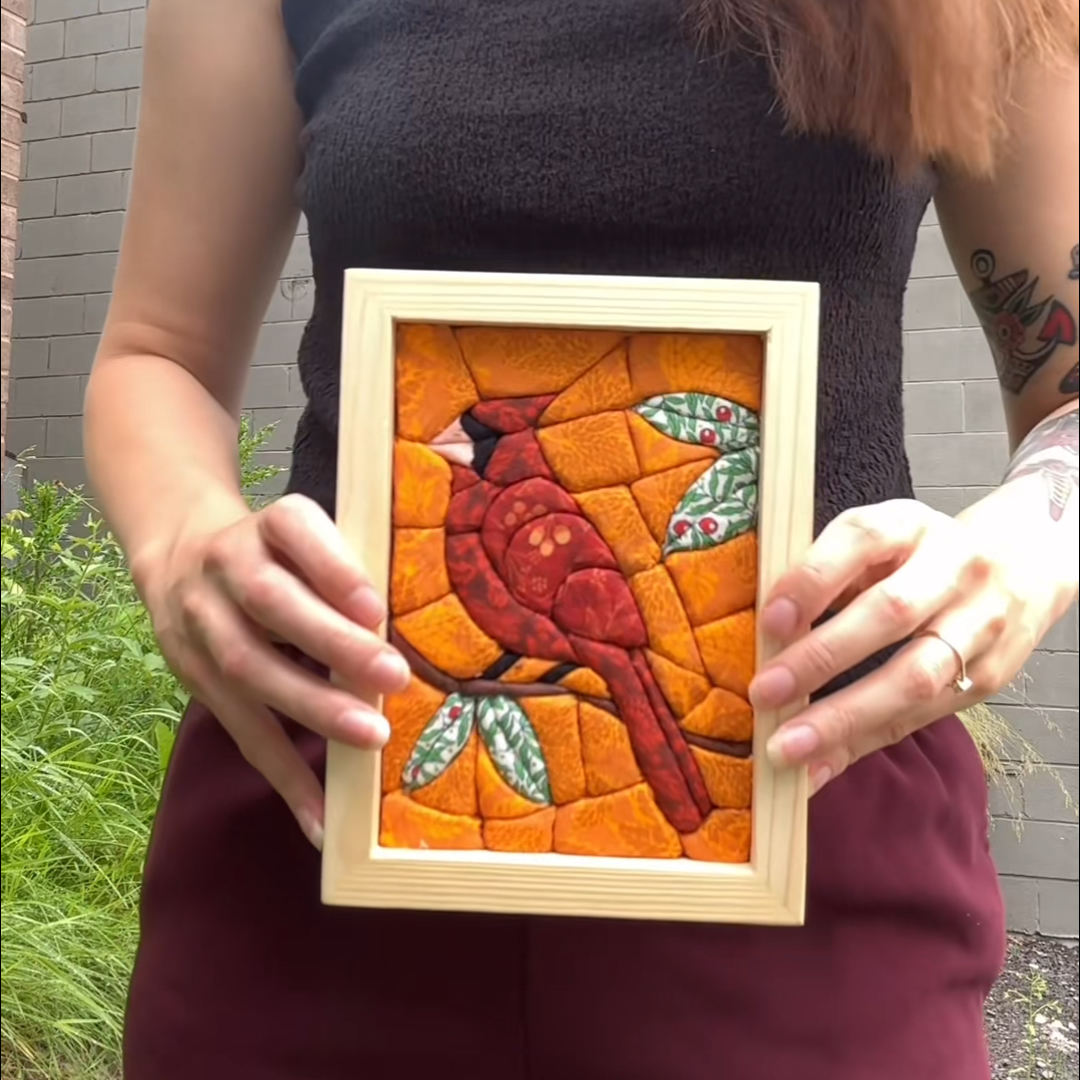 Cardinal Wireless Quilted Fabric Art
