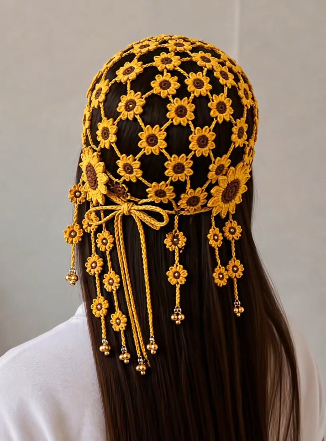 Handwork Sunflower Crochet Visor Hat