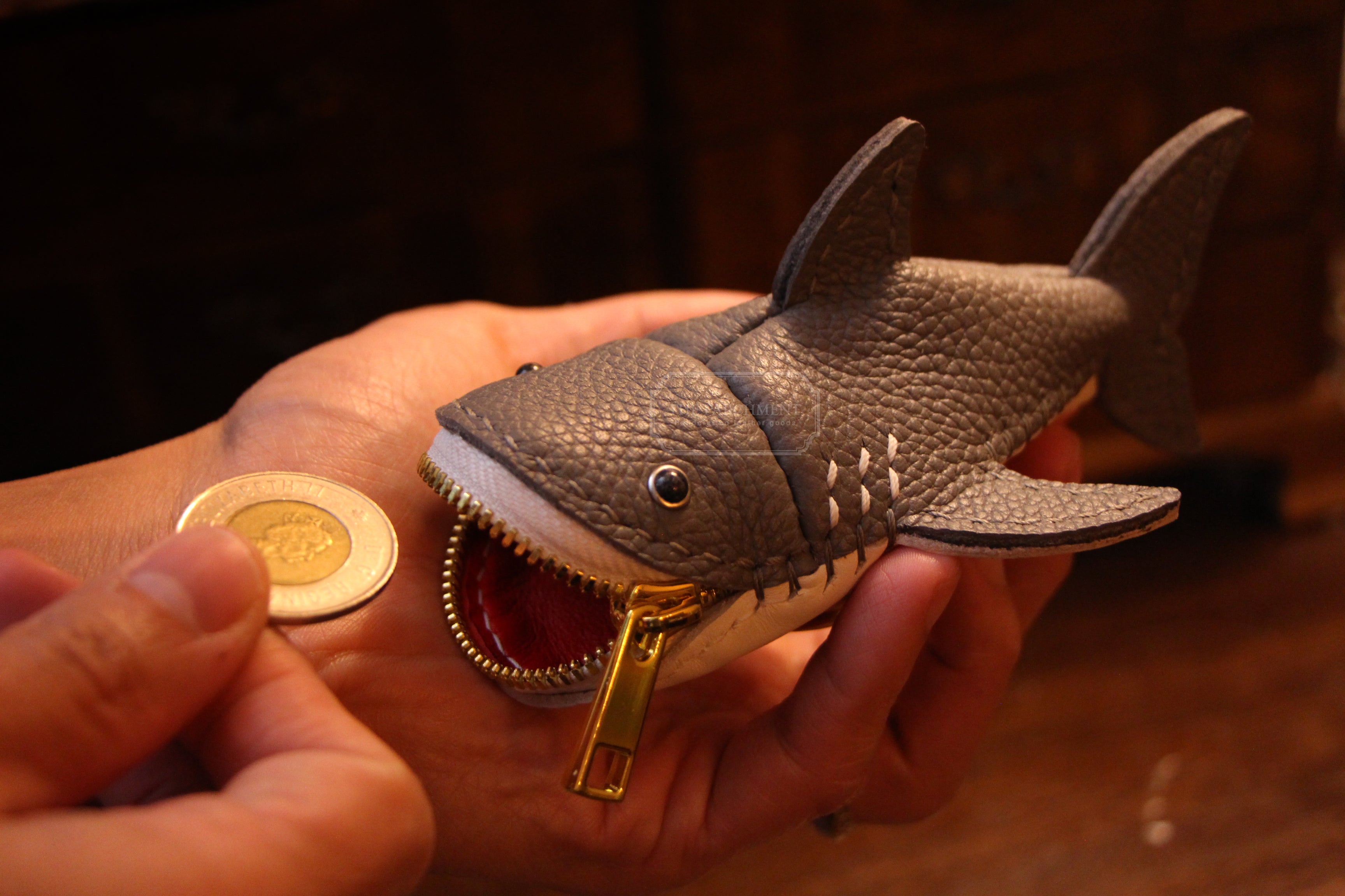 Apr 3 22:00 EDT Opens again | Handmade Leather Shark Coin Purse | Made-to-order 4-6 weeks lead time to ship from Canada