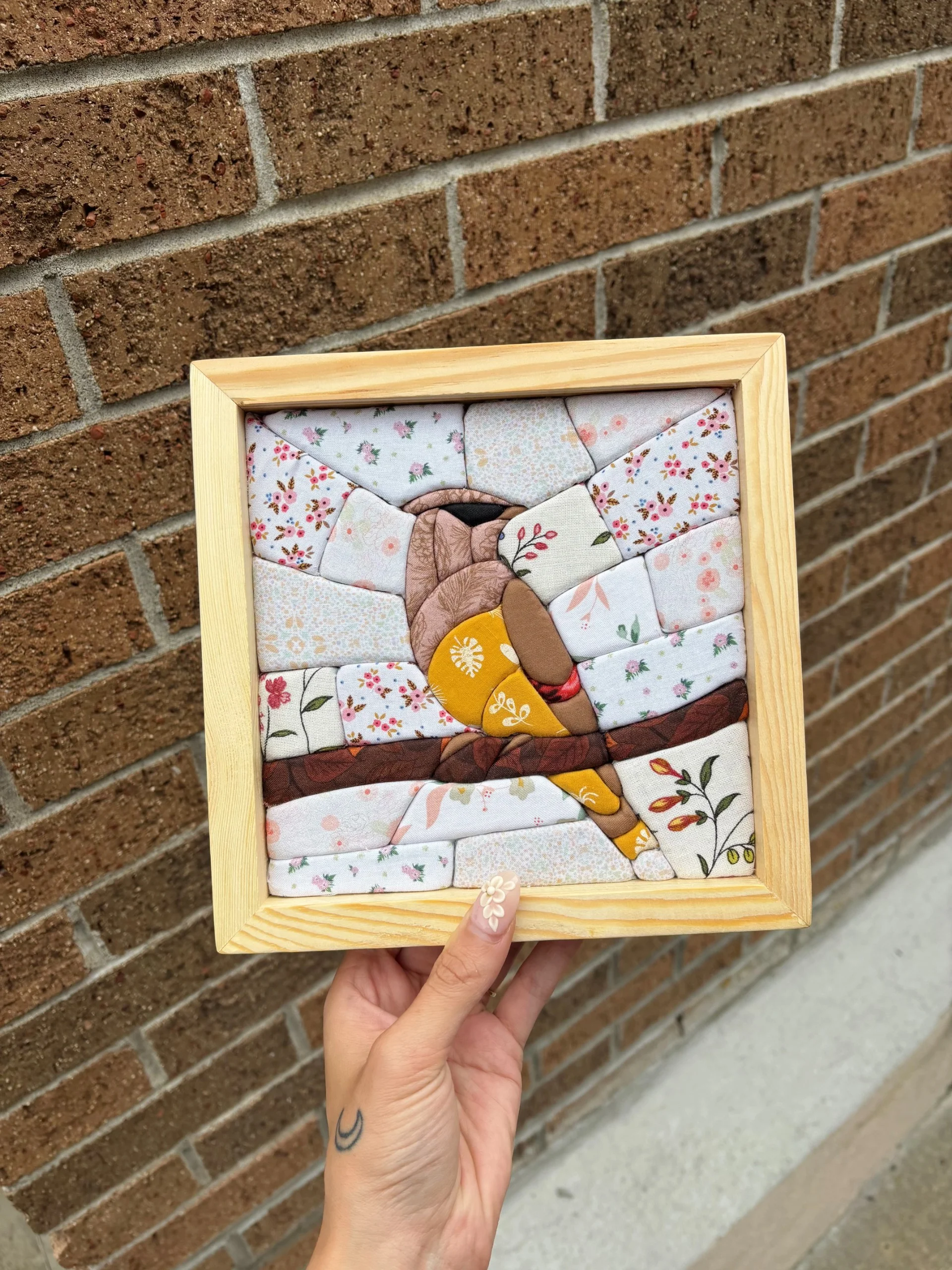 Cedar Waxwing Wireless Quilted Fabric Art