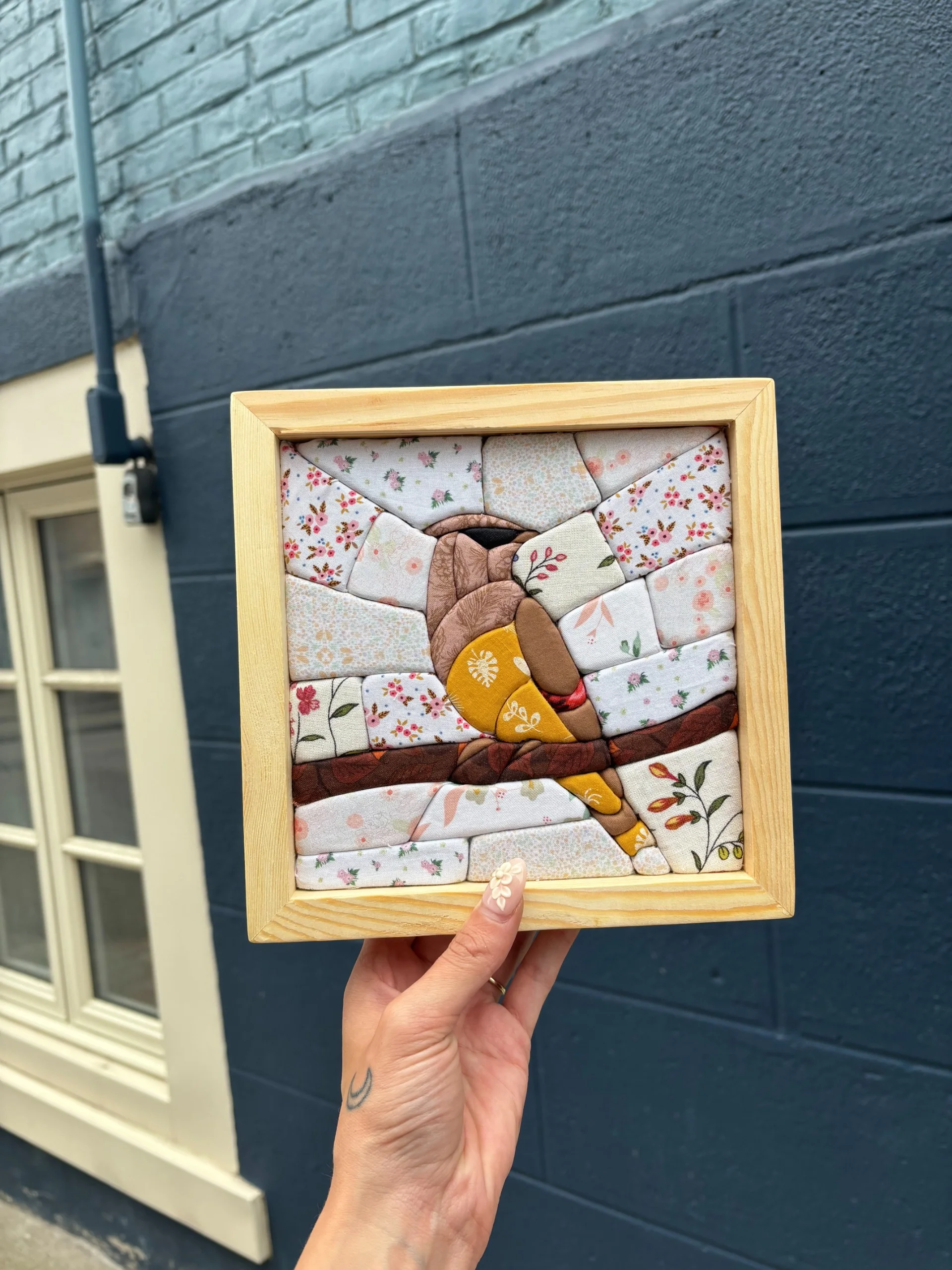 Cedar Waxwing Wireless Quilted Fabric Art