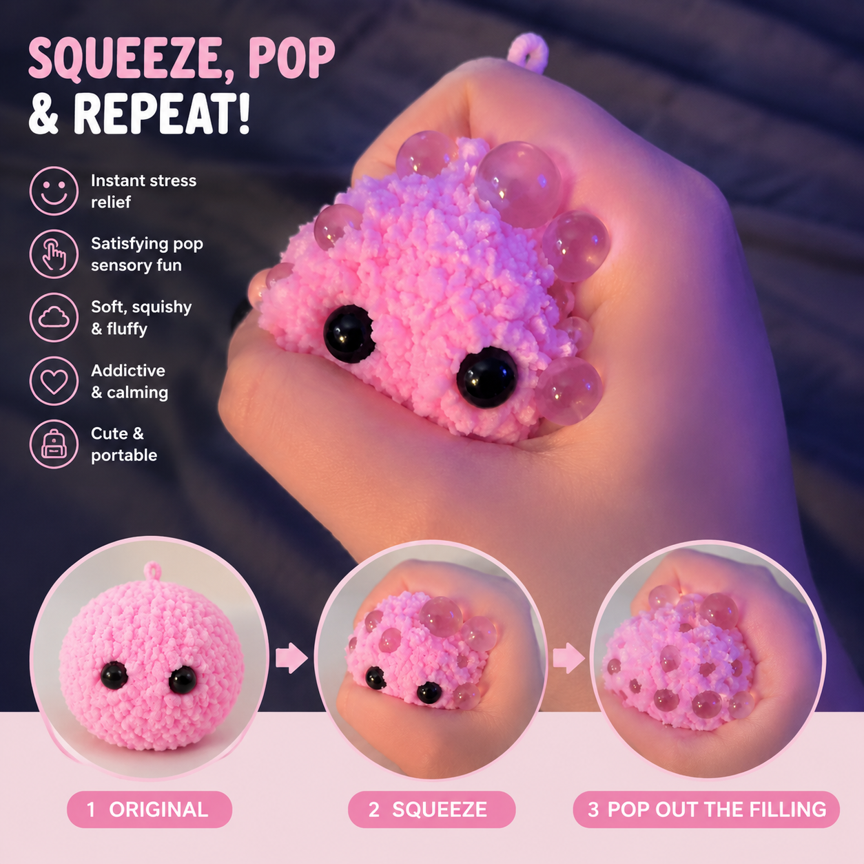 Galvin Cute Fluffy Knit Squishy Ball