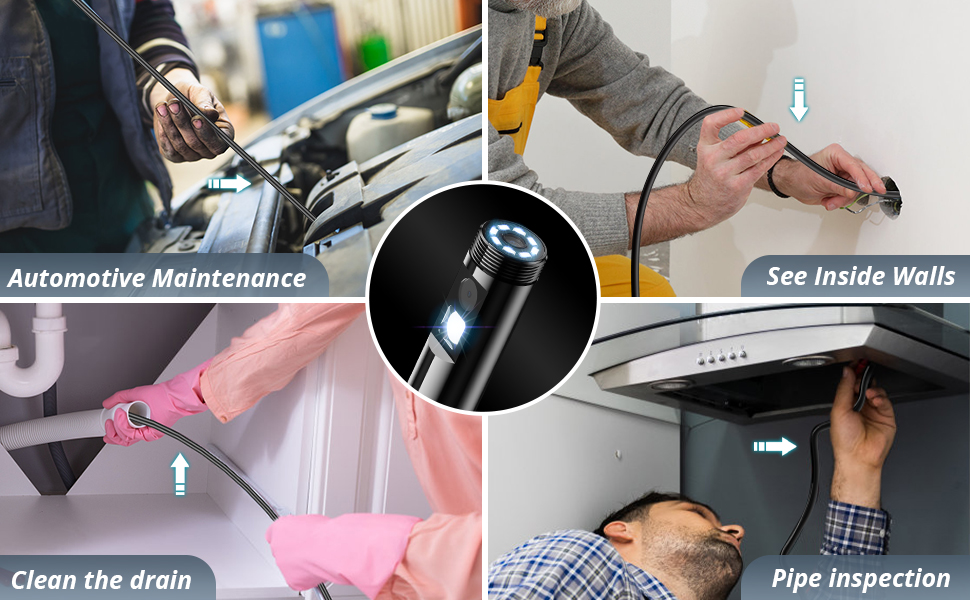 [Dual-Lens] Borescope,Endoscope Camera with Light