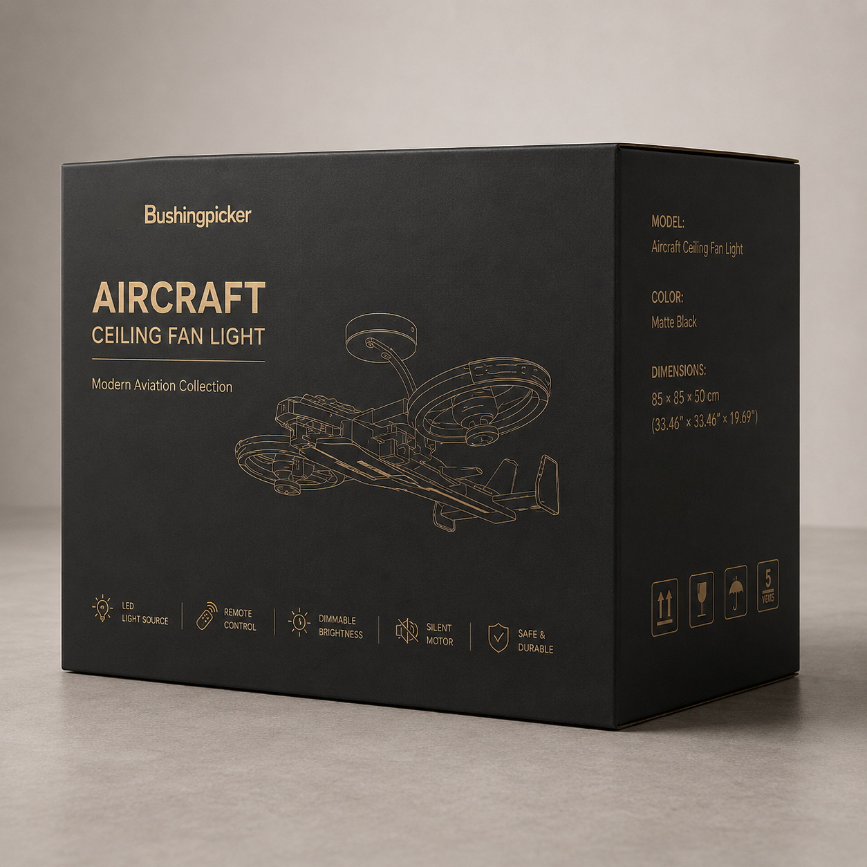 Bushingpicker Modern Helicopter LED Ceiling Fan Light 