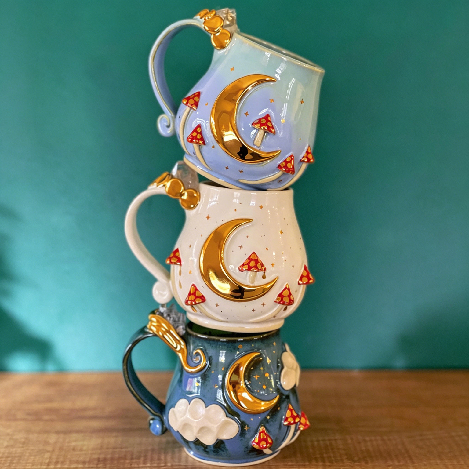 [Copy]Moonlit Artisan Ceramic Mug Set – 4-Piece Collection