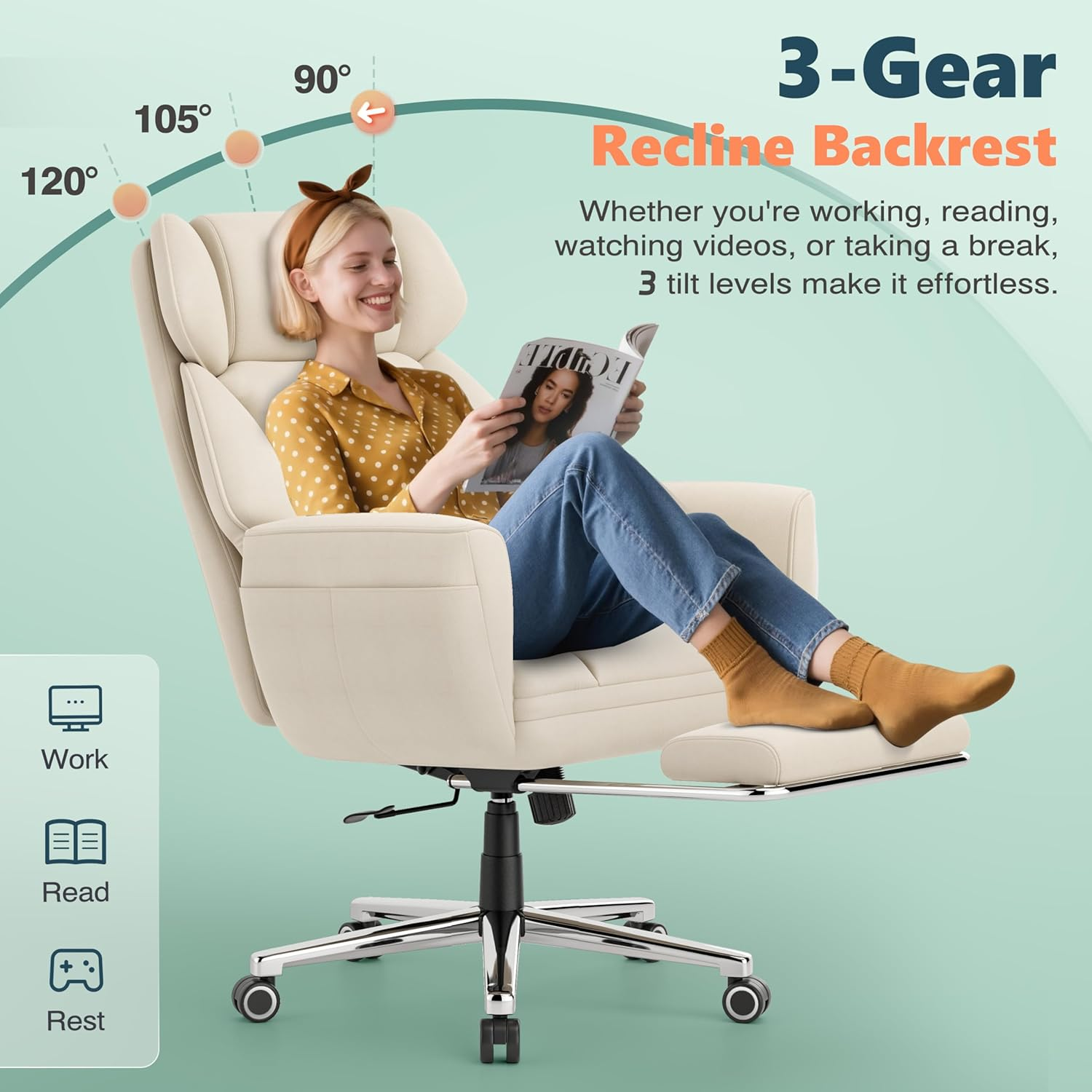 Office Cross-Legged Sitting Chair (with Footrest)