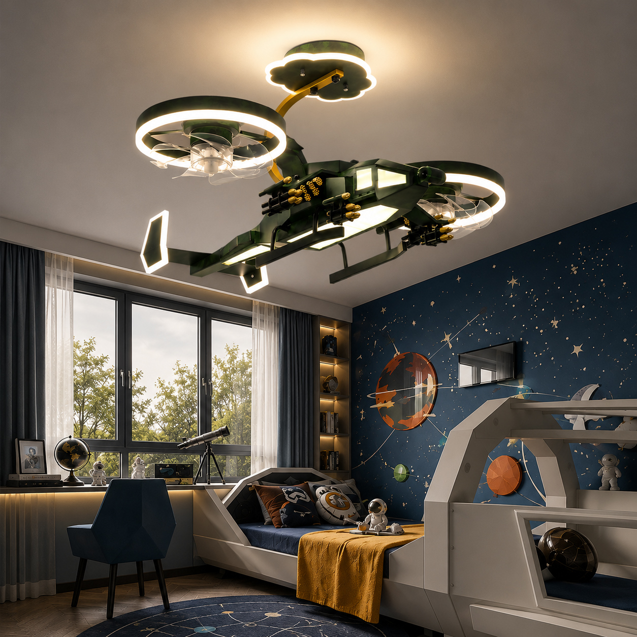 Modern Helicopter LED Ceiling Fan Light