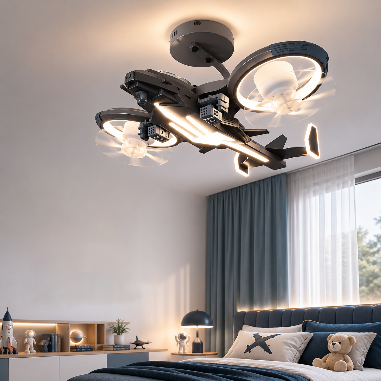 Modern Helicopter LED Ceiling Fan Light