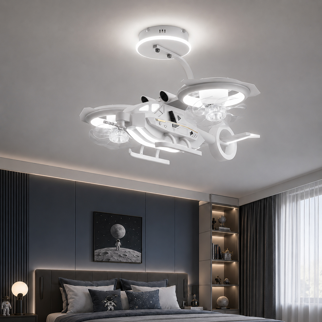 Modern Helicopter LED Ceiling Fan Light