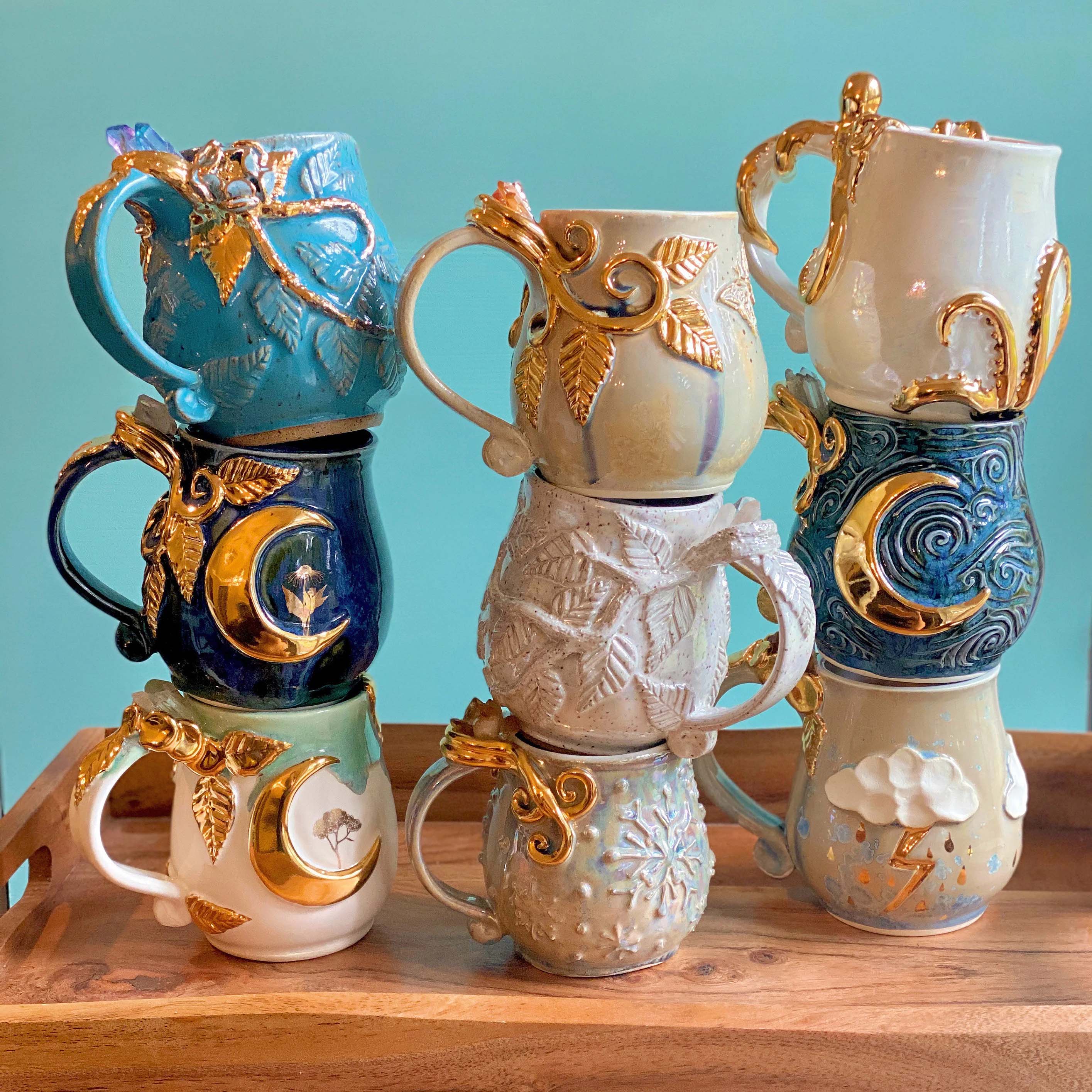 Nature-Inspired Artisan Mug Set – 9-Piece Collection