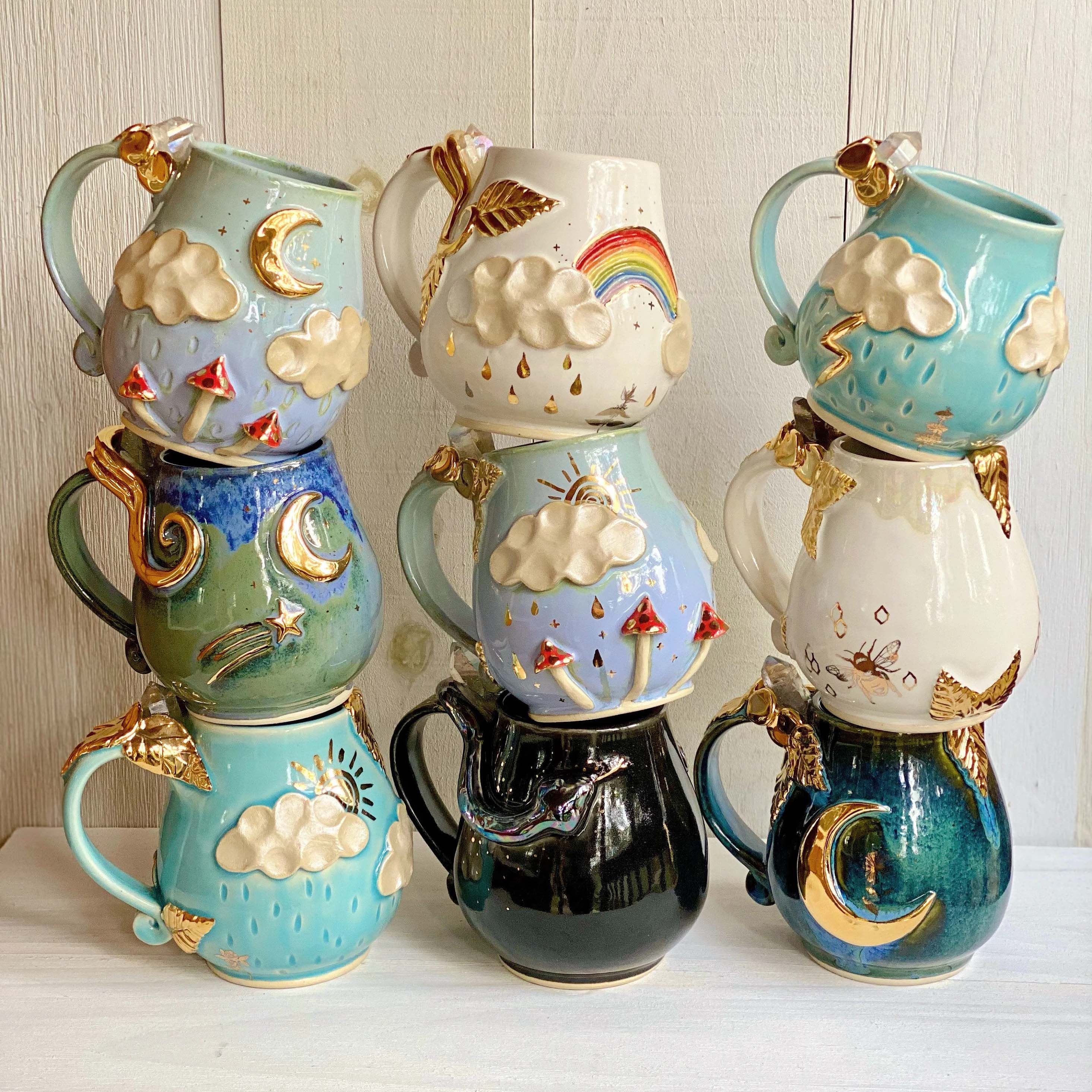 Nature-Inspired Artisan Mug Set – 9-Piece Collection