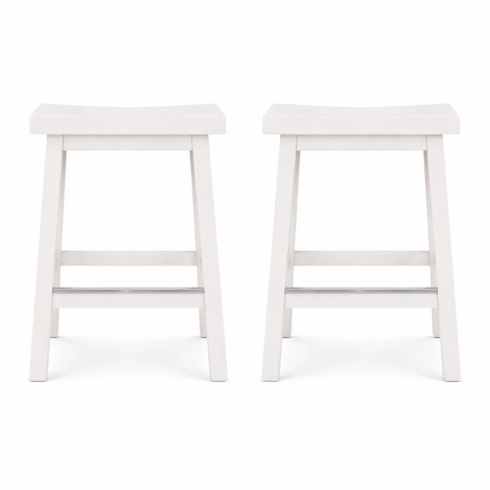 Tabourets de Comptoir en Bois Blanc 61 cm, Design Moderne, Montage Facile