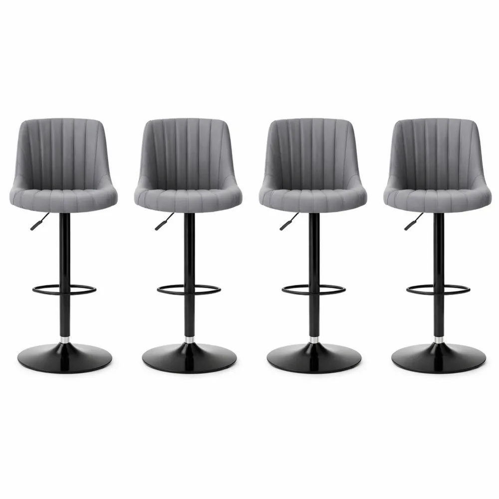 Lot de 4 tabourets réglables avec dossier en cuir PU