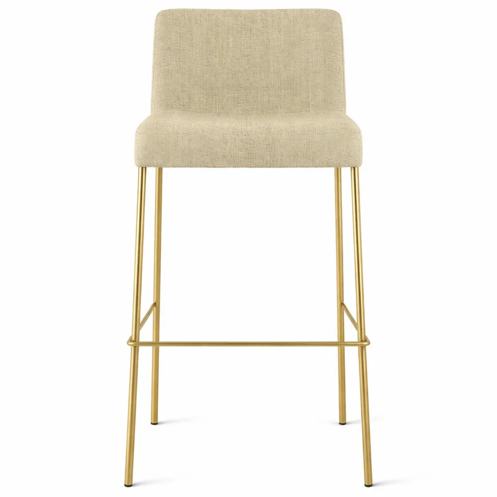 Tabouret de Bar avec Dossier et Revêtement Tissu Crème