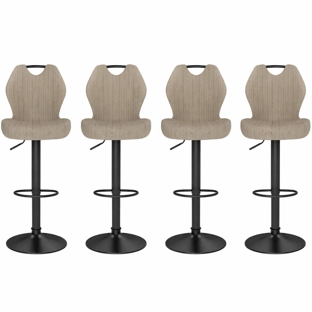 Lot de 4 chaises de bar réglables avec dossier et repose-pieds