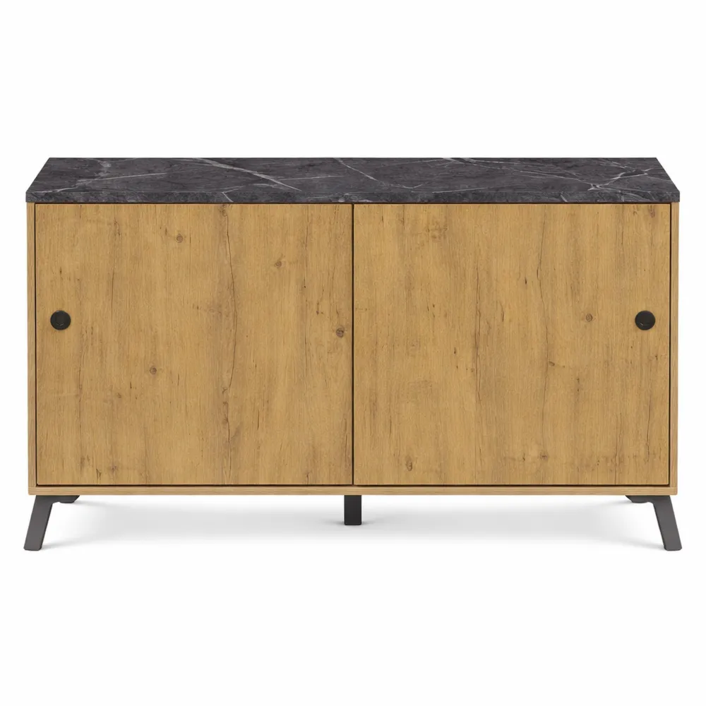 Buffet de Salon Moderne en Chêne et Marbre