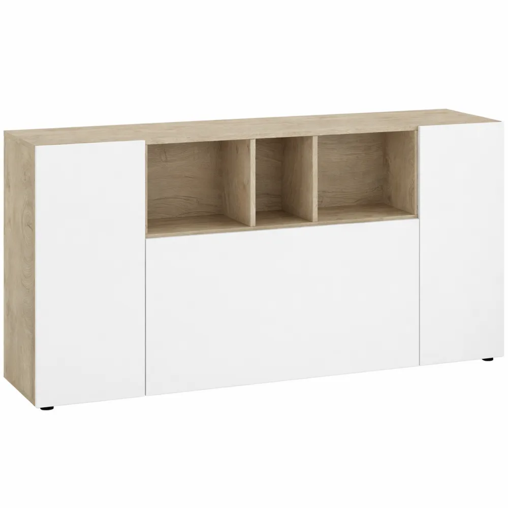 Buffet 3 portes chêne et blanc 150x76x41 cm