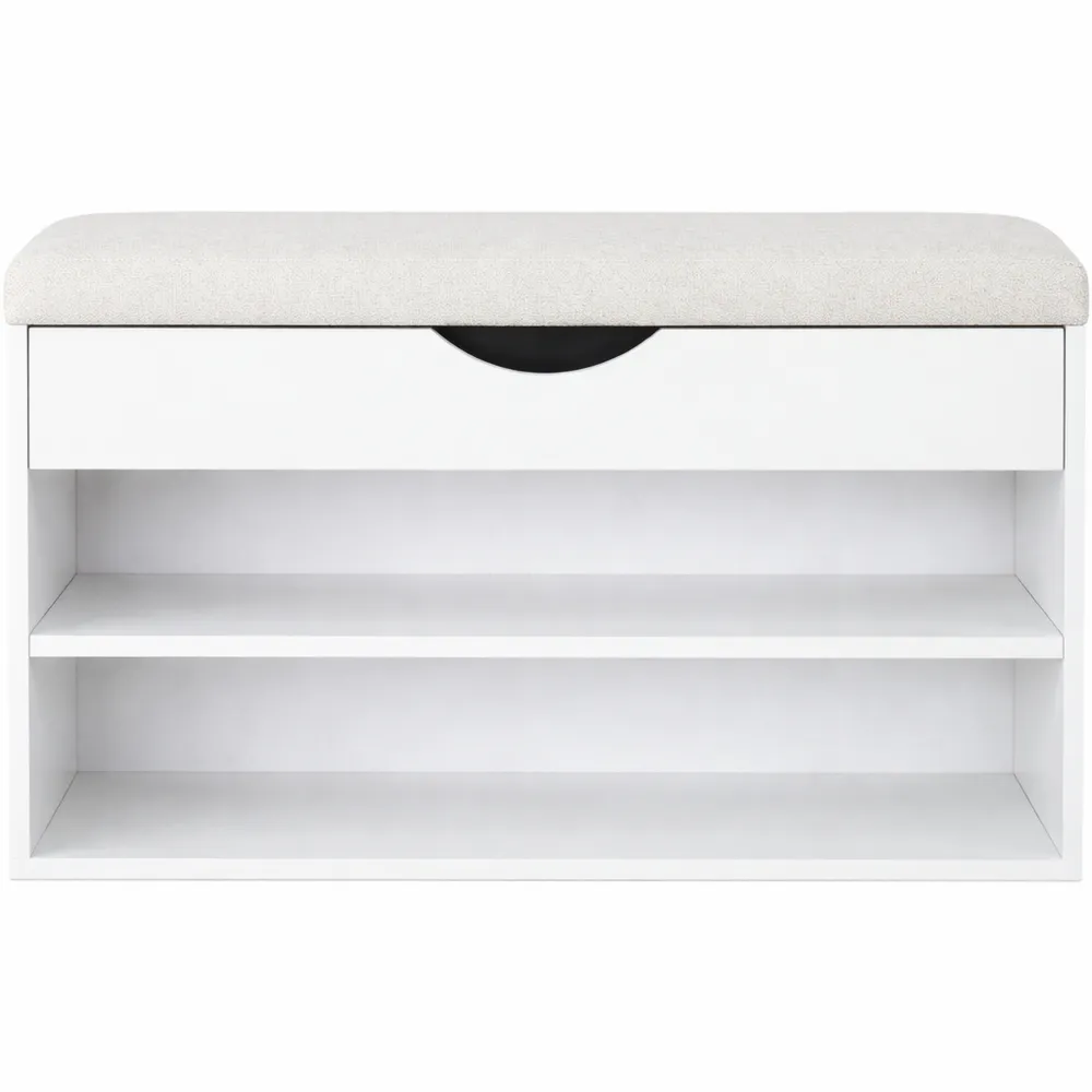 Banc à chaussures avec coussin, 3 compartiments pliables