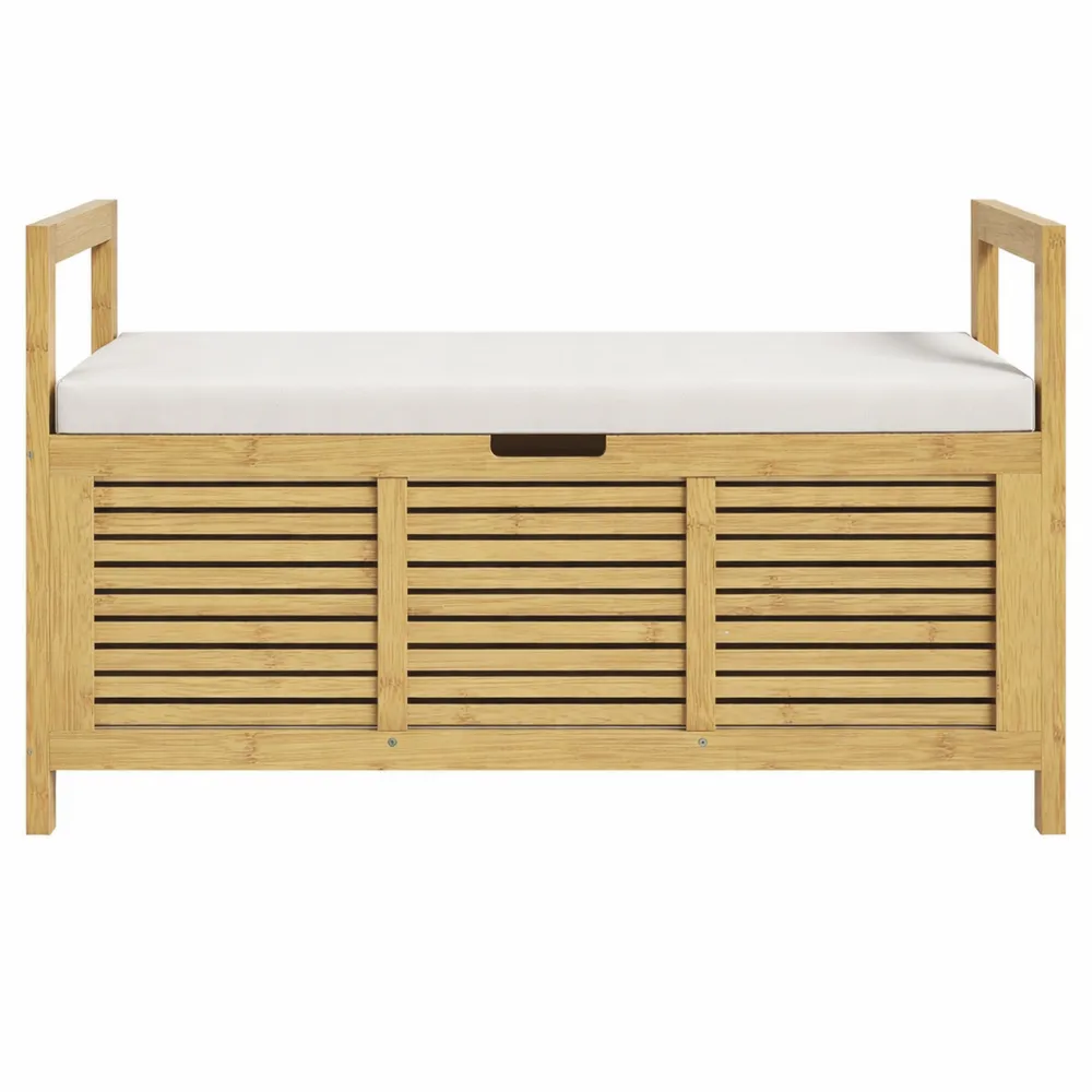 Banc de rangement avec coffre et coussin pour accueil