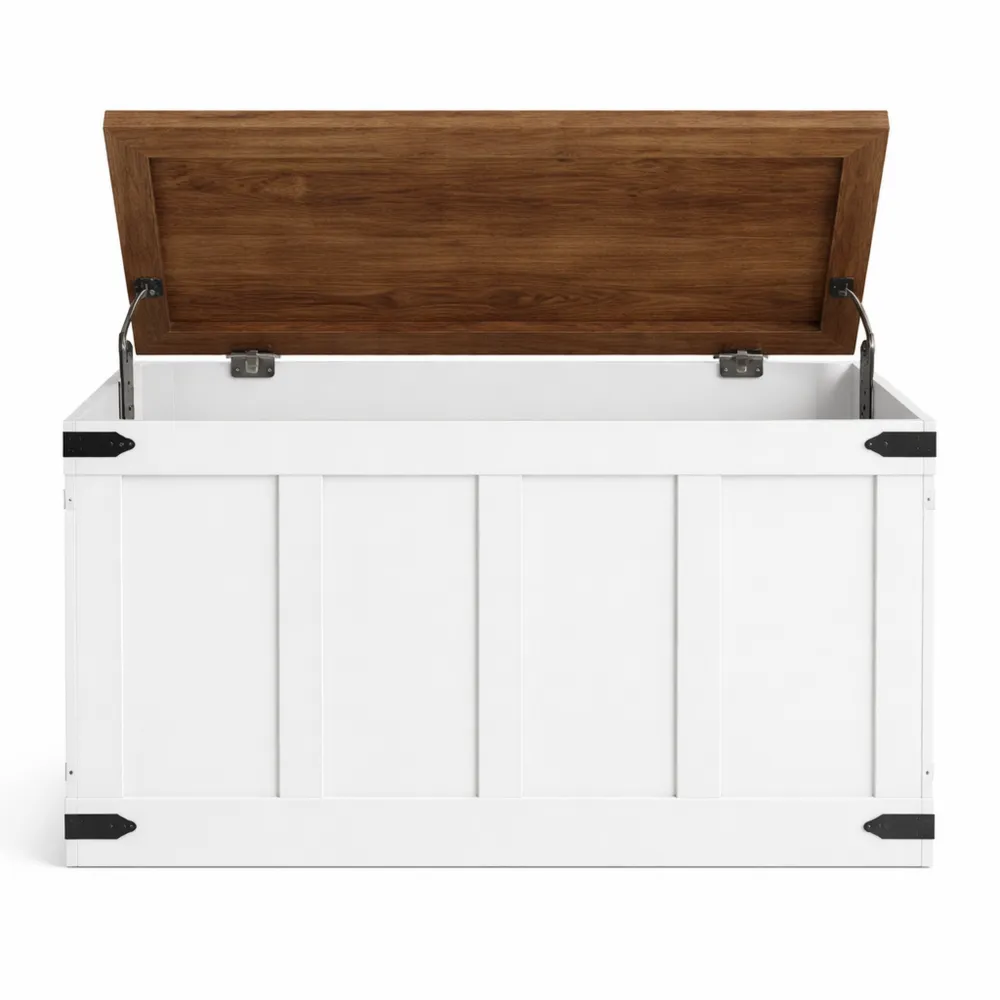 Coffre de Rangement en Bois avec Charnières Sécurisées