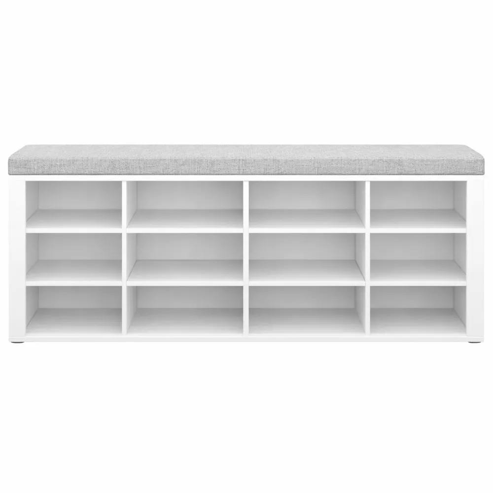 Banc de Rangement pour Chaussures avec Siège et 18 Compartiments, Blanc-Gris