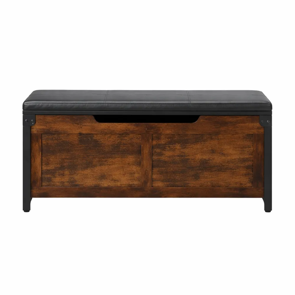 Coffre de rangement en bois avec couvercle sécurisé pour entrée ou salon