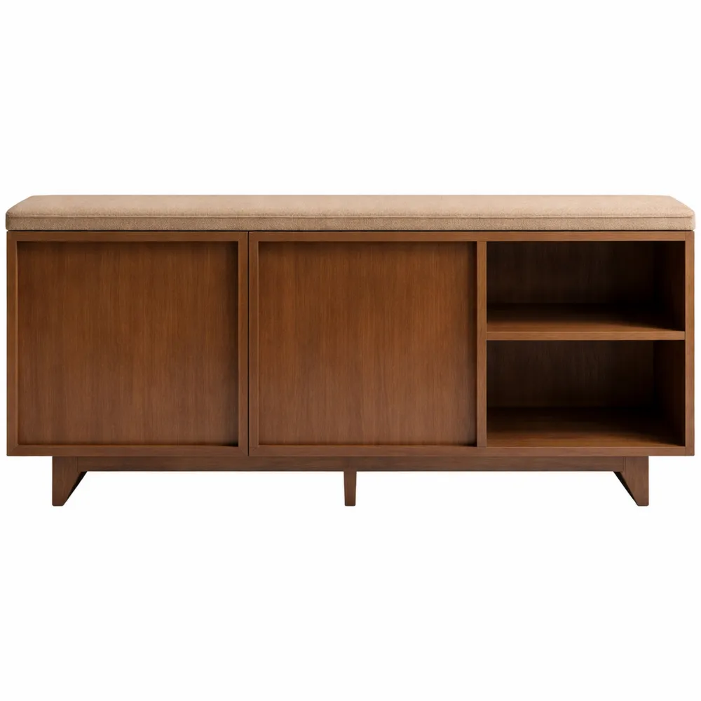 Banc de Rangement en Bois Foncé pour Chaussures, Style Moderne