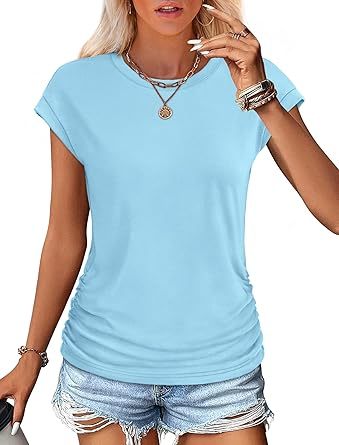 Women Summer Tops 2026 Spring Sweaters Dressy Casual Short Sleeve Shirts Business Blouses